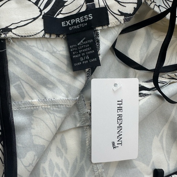 Y2K Vintage Express Black White Hawaiian Tropical Tube Strapless Dress - Picture 12 of 13